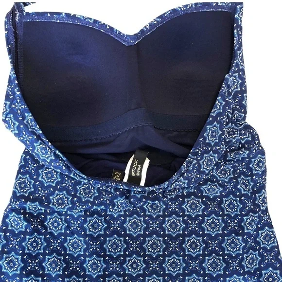 NIPTUCK SWIM Navy Blue & White Multi Fit Cup Halter Tie One-Piece Swimsuit US 8 - Picture 3 of 7
